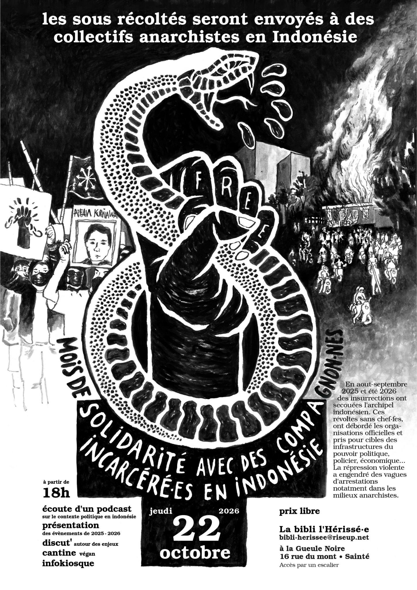 Soirée en solidarité avec des compagnon.nes incarcéré.es en Indonésie